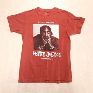 Poetic Justice Mens Tupac Graphic T-Shirt Sz.M/Red/A Street Romance/Crew/Unisex